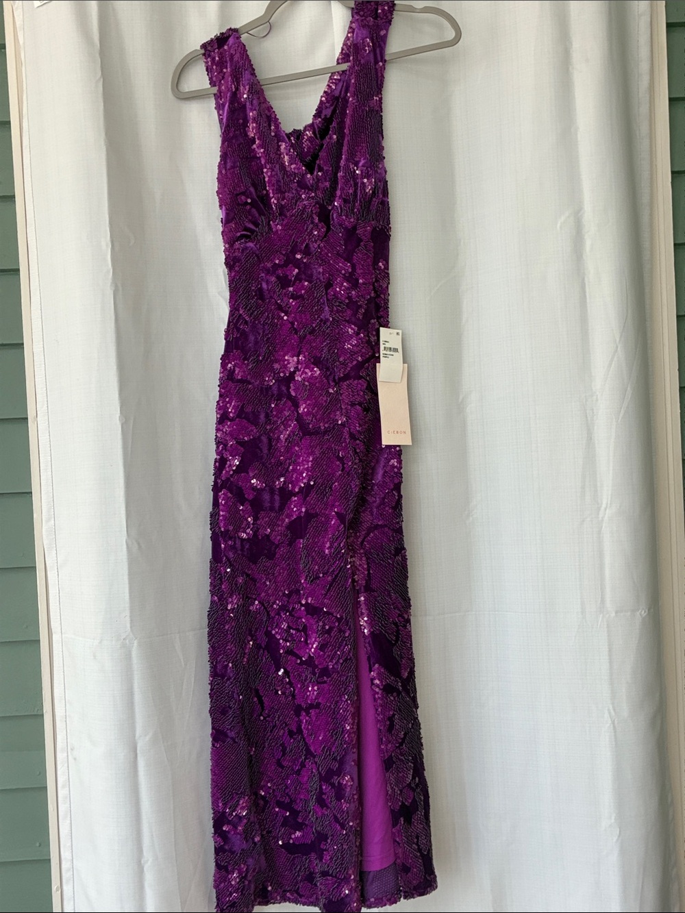 Purple Sequin V-Neck Maxi Dress